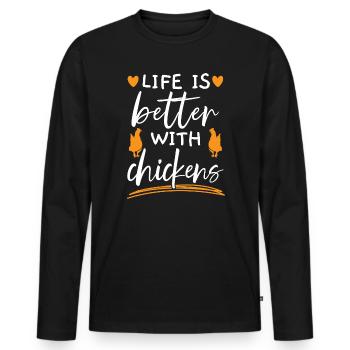Chicken Farmer Chicken Whisperer Farm Animal - Men's Premium Organic Long Sleeve Shirt - black - Front - Nico (187cm)