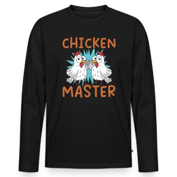 Hühnerbauer Hühnerflüsterer Bauernhoftier - Männer Premium Bio Langarmshirt - Schwarz - Vorne - Nico (187cm)