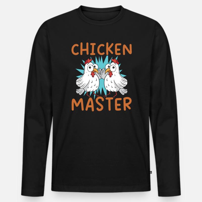 Hühnerbauer Hühnerflüsterer Bauernhoftier - Männer Premium Bio Langarmshirt - Schwarz