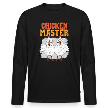 Hühnerbauer Hühnerflüsterer Bauernhoftier - Männer Premium Bio Langarmshirt - Schwarz - Vorne - Nico (187cm)