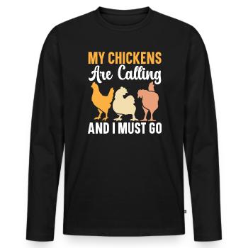 Hühnerbauer Hühnerflüsterer Bauernhoftier - Männer Premium Bio Langarmshirt - Schwarz - Vorne - Nico (187cm)