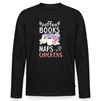 Chicken Farmer Chicken Whisperer Farm Animal - Men's Premium Organic Long Sleeve Shirt - black - Front - Nico (187cm)