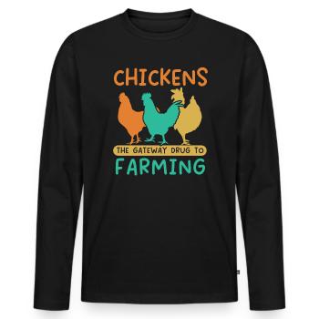 Chicken Farmer Chicken Whisperer Farm Animal - Men's Premium Organic Long Sleeve Shirt - black - Front - Nico (187cm)