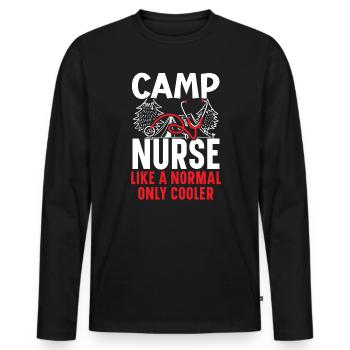 Camp Krankenschwester Camping Krankenschwester Krankenschwester Camper - Männer Premium Bio Langarmshirt - Schwarz - Vorne - Nico (187cm)