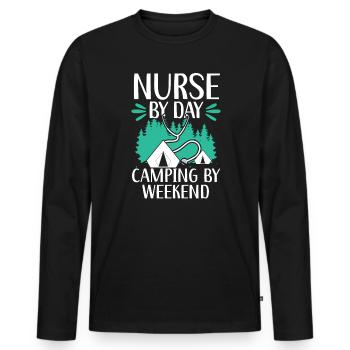 Camp Krankenschwester Camping Krankenschwester Krankenschwester Camper - Männer Premium Bio Langarmshirt - Schwarz - Vorne - Nico (187cm)