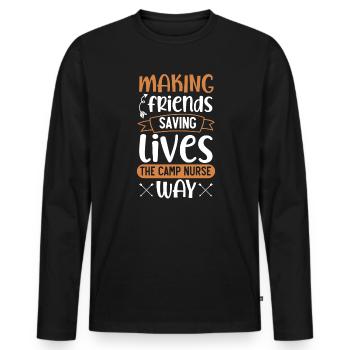 Camp Krankenschwester Camping Krankenschwester Krankenschwester Camper - Männer Premium Bio Langarmshirt - Schwarz - Vorne - Nico (187cm)