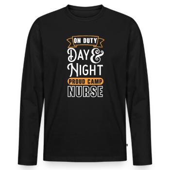 Camp Krankenschwester Camping Krankenschwester Krankenschwester Camper - Männer Premium Bio Langarmshirt - Schwarz - Vorne - Nico (187cm)