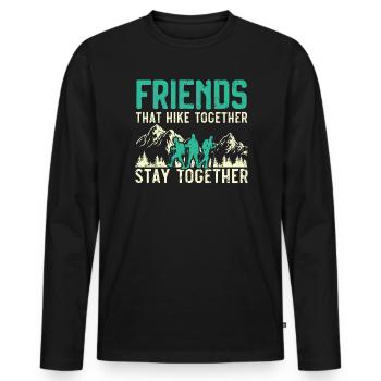 Hiking Couple Hiking Buddy Mountain Climbing Hiker - Men's Premium Organic Long Sleeve Shirt - black - Front - Nico (187cm)