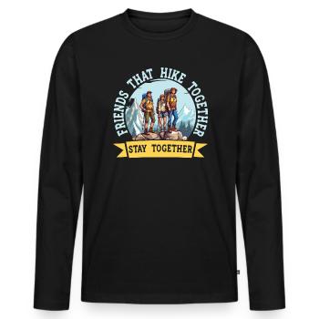 Hiking Couple Hiking Buddy Mountain Climbing Hiker - Men's Premium Organic Long Sleeve Shirt - black - Front - Nico (187cm)