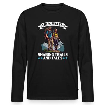 Hiking Couple Hiking Buddy Mountain Climbing Hiker - Men's Premium Organic Long Sleeve Shirt - black - Front - Nico (187cm)