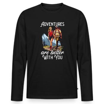 Randonnée Couple Randonnée Buddy Mountain Climbing Hiker - T-shirt manches longues Premium bio Homme - noir - Devant - Nico (187cm)