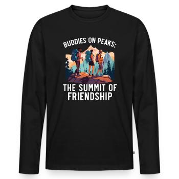 Hiking Couple Hiking Buddy Mountain Climbing Hiker - Men's Premium Organic Long Sleeve Shirt - black - Front - Nico (187cm)