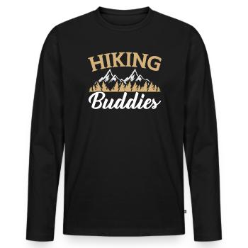 Hiking Couple Hiking Buddy Mountain Climbing Hiker - Men's Premium Organic Long Sleeve Shirt - black - Front - Nico (187cm)