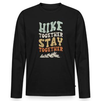 Hiking Couple Hiking Buddy Mountain Climbing Hiker - Men's Premium Organic Long Sleeve Shirt - black - Front - Nico (187cm)