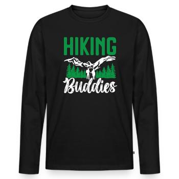 Hiking Couple Hiking Buddy Mountain Climbing Hiker - Men's Premium Organic Long Sleeve Shirt - black - Front - Nico (187cm)