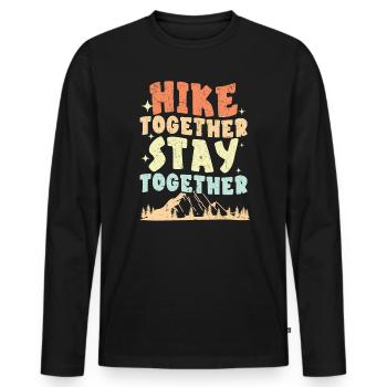 Hiking Couple Hiking Buddy Mountain Climbing Hiker - Men's Premium Organic Long Sleeve Shirt - black - Front - Nico (187cm)
