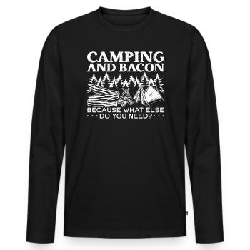Camping und Bacon Meat Camp Camper Ich liebe Speck - Männer Premium Bio Langarmshirt - Schwarz - Vorne - Nico (187cm)
