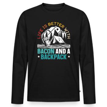 Camping und Bacon Meat Camp Camper Ich liebe Speck - Männer Premium Bio Langarmshirt - Schwarz - Vorne - Nico (187cm)