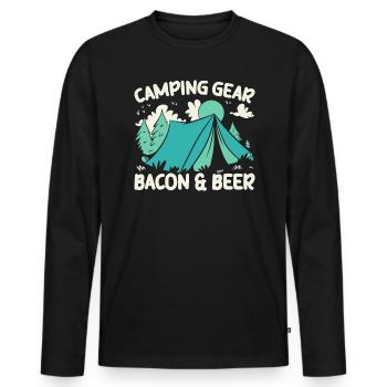 Camping Und Speck Fleisch Camp Camper Ich liebe Speck - Männer Premium Bio Langarmshirt - Schwarz - Vorne - Nico (187cm)