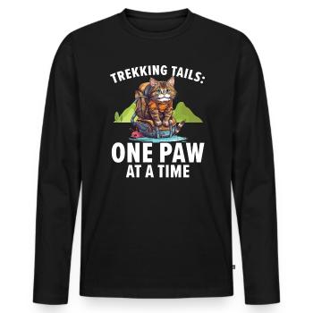 Hiking Cat Hiker Cat Owner Mountain Climbing Hiker - Men's Premium Organic Long Sleeve Shirt - black - Front - Nico (187cm)