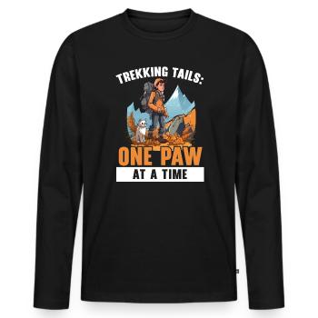 Hiking Cat Hiker Cat Owner Mountain Climbing Hiker - Men's Premium Organic Long Sleeve Shirt - black - Front - Nico (187cm)