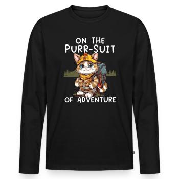 Hiking Cat Hiker Cat Owner Mountain Climbing Hiker - Men's Premium Organic Long Sleeve Shirt - black - Front - Nico (187cm)