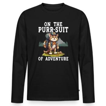 Hiking Cat Hiker Cat Owner Mountain Climbing Hiker - Men's Premium Organic Long Sleeve Shirt - black - Front - Nico (187cm)