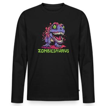 Dinosaur Halloween Trick Or Treat Dino Lover - Men's Premium Organic Long Sleeve Shirt - black - Front - Nico (187cm)