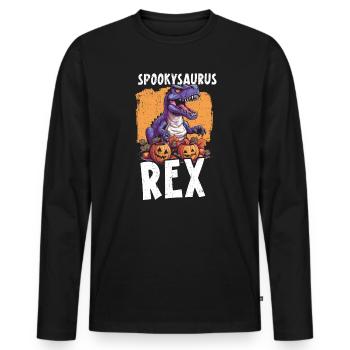 Dinosaur Halloween Trick Or Treat Dino Lover - Men's Premium Organic Long Sleeve Shirt - black - Front - Nico (187cm)