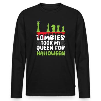 Chess Halloween Trick Or Treat Chess Board Game - Men's Premium Organic Long Sleeve Shirt - black - Front - Nico (187cm)