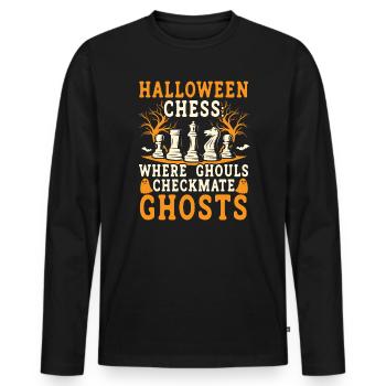 Chess Halloween Trick Or Treat Chess Board Game - Men's Premium Organic Long Sleeve Shirt - black - Front - Nico (187cm)