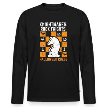 Chess Halloween Trick Or Treat Chess Board Game - Men's Premium Organic Long Sleeve Shirt - black - Front - Nico (187cm)
