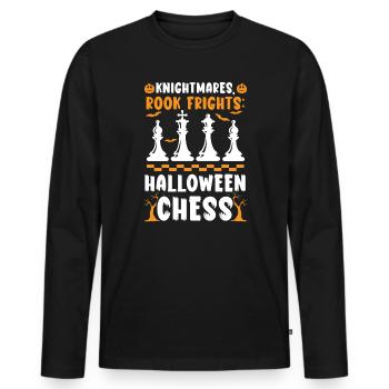 Chess Halloween Trick Or Treat Chess Board Game - Men's Premium Organic Long Sleeve Shirt - black - Front - Nico (187cm)