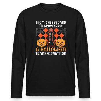Schach Halloween Süßes oder Saures Schachbrettspiel - Männer Premium Bio Langarmshirt - Schwarz - Vorne - Nico (187cm)