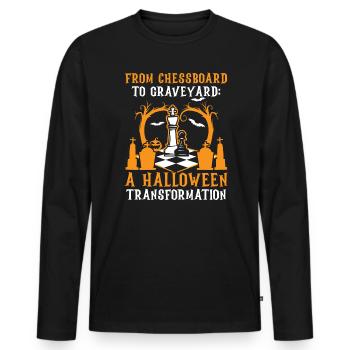 Schach Halloween Süßes oder Saures Schachbrettspiel - Männer Premium Bio Langarmshirt - Schwarz - Vorne - Nico (187cm)
