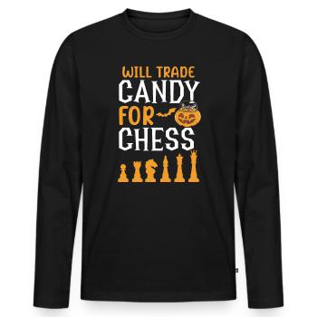 Chess Halloween Trick Or Treat Chess Board Game - Men's Premium Organic Long Sleeve Shirt - black - Front - Nico (187cm)
