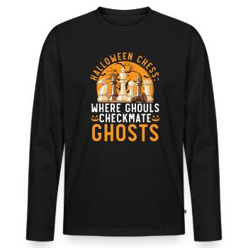 Chess Halloween Trick Or Treat Chess Board Game - Men's Premium Organic Long Sleeve Shirt - black - Front - Nico (187cm)