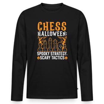 Chess Halloween Trick Or Treat Chess Board Game - Men's Premium Organic Long Sleeve Shirt - black - Front - Nico (187cm)