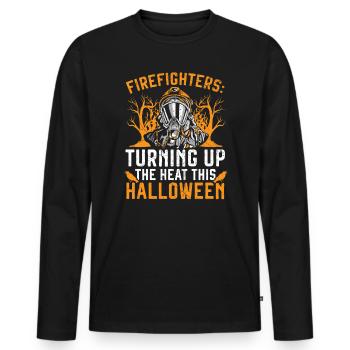 Pompier Halloween Trick Or Treat Fireman - T-shirt manches longues Premium bio Homme - noir - Devant - Nico (187cm)