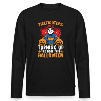 Pompier Halloween Trick Or Treat Fireman - T-shirt manches longues Premium bio Homme - noir - Devant - Nico (187cm)