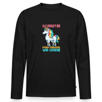 Comic Unicorn Crazy Rainbow Mane - Men's Premium Organic Long Sleeve Shirt - black - Front - Nico (187cm)