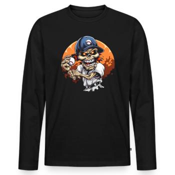 Baseball Halloween Trick Or Treat Baseball Player - Men's Premium Organic Long Sleeve Shirt - black - Front - Nico (187cm)