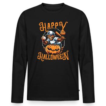 Baseball Halloween Trick Or Treat Baseball Player - Men's Premium Organic Long Sleeve Shirt - black - Front - Nico (187cm)
