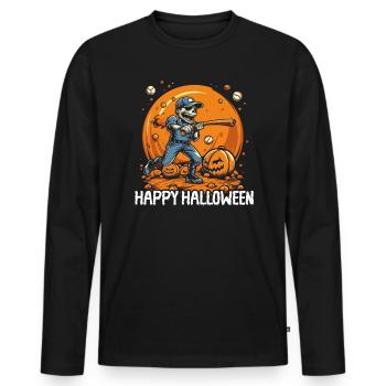 Baseball Halloween Trick Or Treat Baseball Player - Men's Premium Organic Long Sleeve Shirt - black - Front - Nico (187cm)