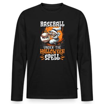 Baseball Halloween Trick Or Treat Baseball Player - Men's Premium Organic Long Sleeve Shirt - black - Front - Nico (187cm)