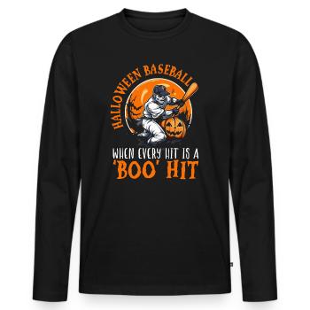 Baseball Halloween Trick Or Treat Baseball Player - Men's Premium Organic Long Sleeve Shirt - black - Front - Nico (187cm)