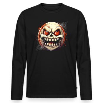 Baseball Halloween Trick Or Treat Baseball Player - Men's Premium Organic Long Sleeve Shirt - black - Front - Nico (187cm)