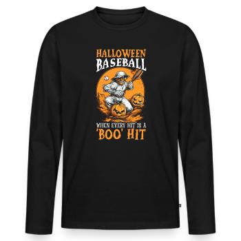 Baseball Halloween Trick Or Treat Baseball Player - Men's Premium Organic Long Sleeve Shirt - black - Front - Nico (187cm)