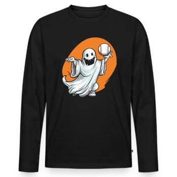 Baseball Halloween Trick Or Treat Baseball Player - Men's Premium Organic Long Sleeve Shirt - black - Front - Nico (187cm)