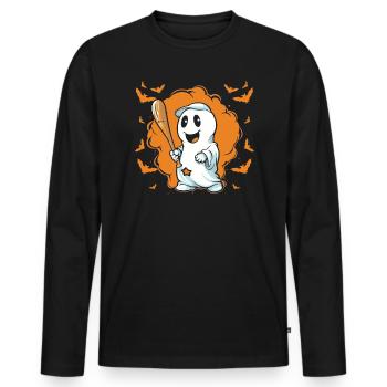 Baseball Halloween Trick Or Treat Baseball Player - Men's Premium Organic Long Sleeve Shirt - black - Front - Nico (187cm)